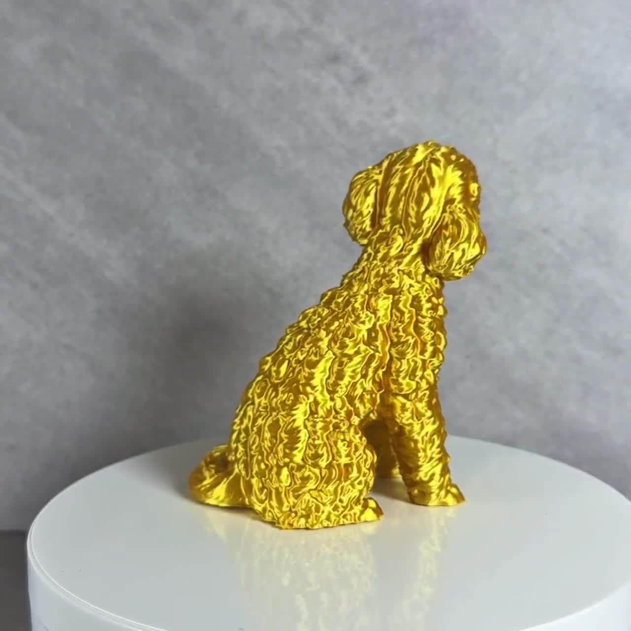 Black Poodle Statue, 3D Printed Dog Sculpture, Modern Curly Coat Decor video cover
