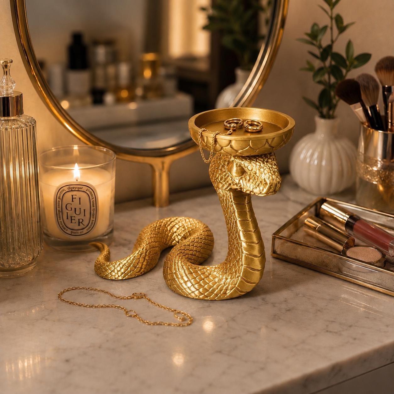 Snake Jewelry Holder, 3d Printed Cobra Ring Dish, Gothic Trinket Tray, Vanity Organizer, Snake Decor, Jewelry Organizer