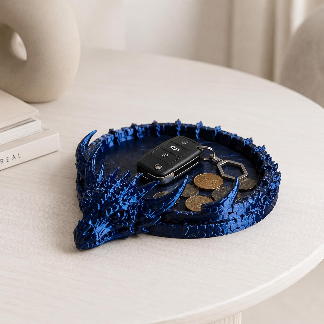 Dragon Tray Catchall Dish, Fantasy Key Bowl, 3D Printed Dragon Organizer, Car Keys Wallet Coin Holder, Gothic Home Decor