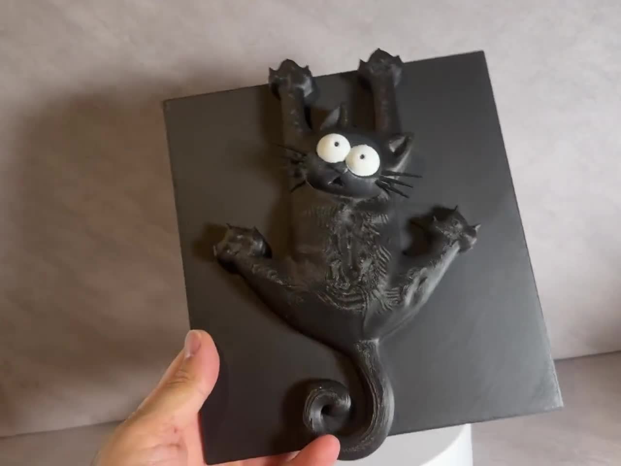 Funny Black Cat Wall Decor, 3D Printed Cat Wall Art, Cute Cat Wall Hanging, Modern Cat Decor, Cat Lover Gift, Unique Home Decoration video cover