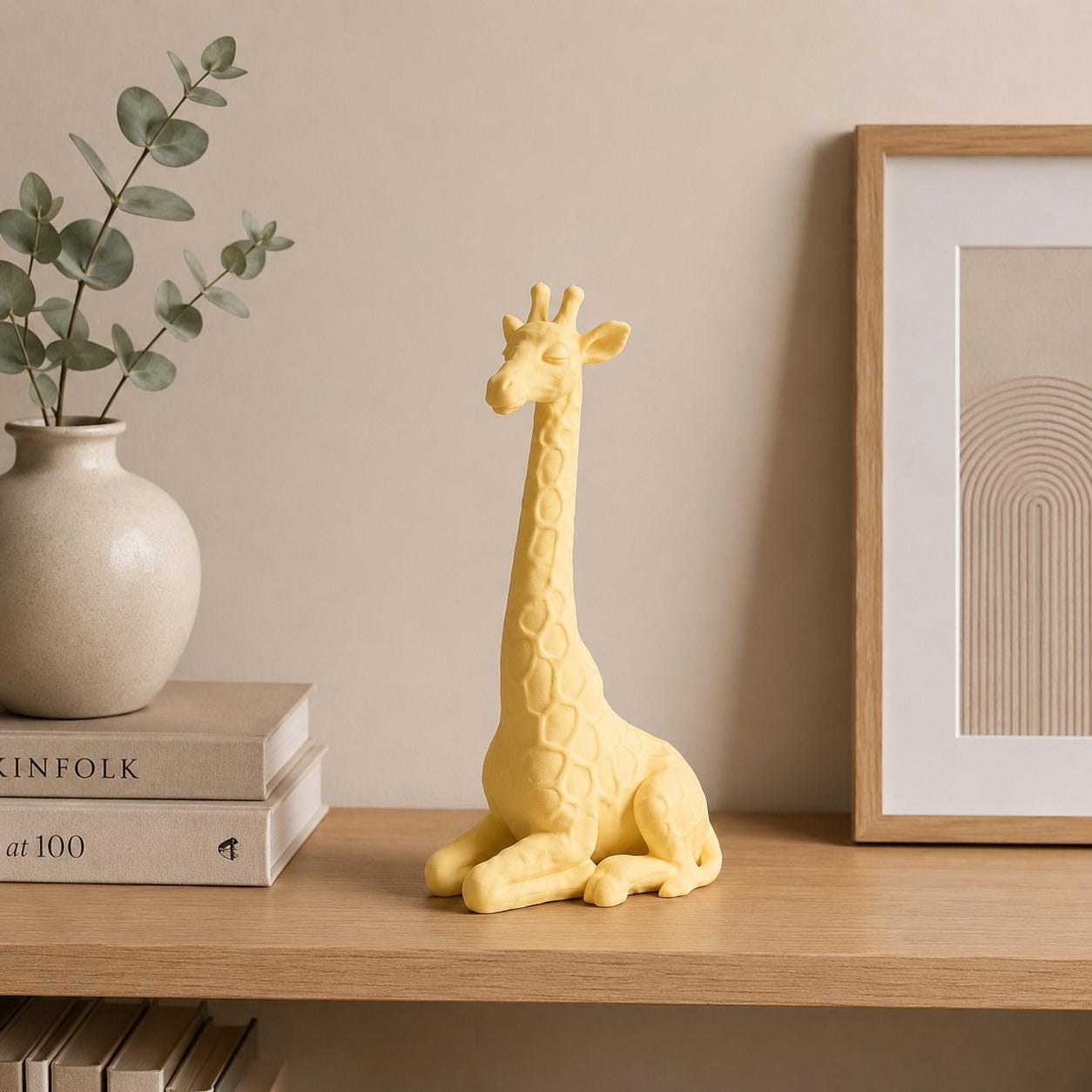 Giraffe Figurine Zen Statue, Calm Animal Sculpture, Minimalist Safari Decor, 3D Printed Shelf Decor Gift